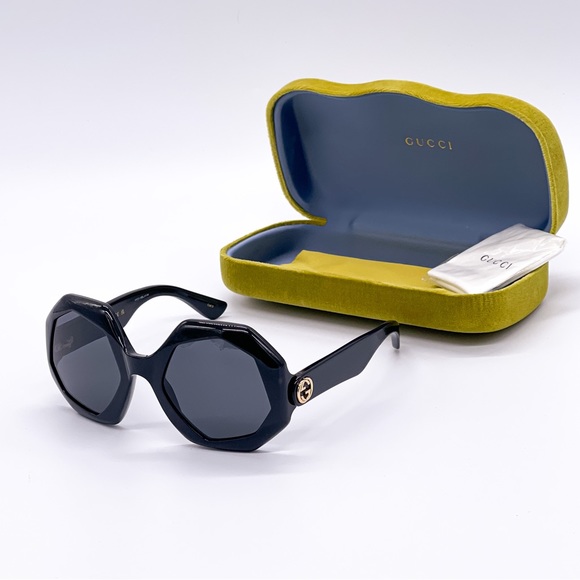 NEW GUCCI GG1242S 001 OVERSIZED ROUND WOMEN’S SUNGLASSES GUCCI GG1242S BLACK - Picture 3 of 15